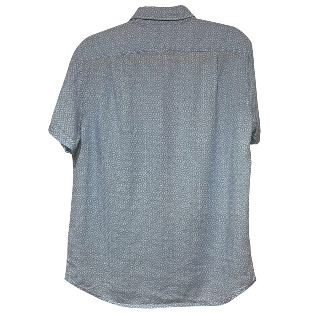 J.Crew Light Blue Geometric Button Down Short Sleeve Linen Slim Men’s Shirt M - Picture 2 of 10